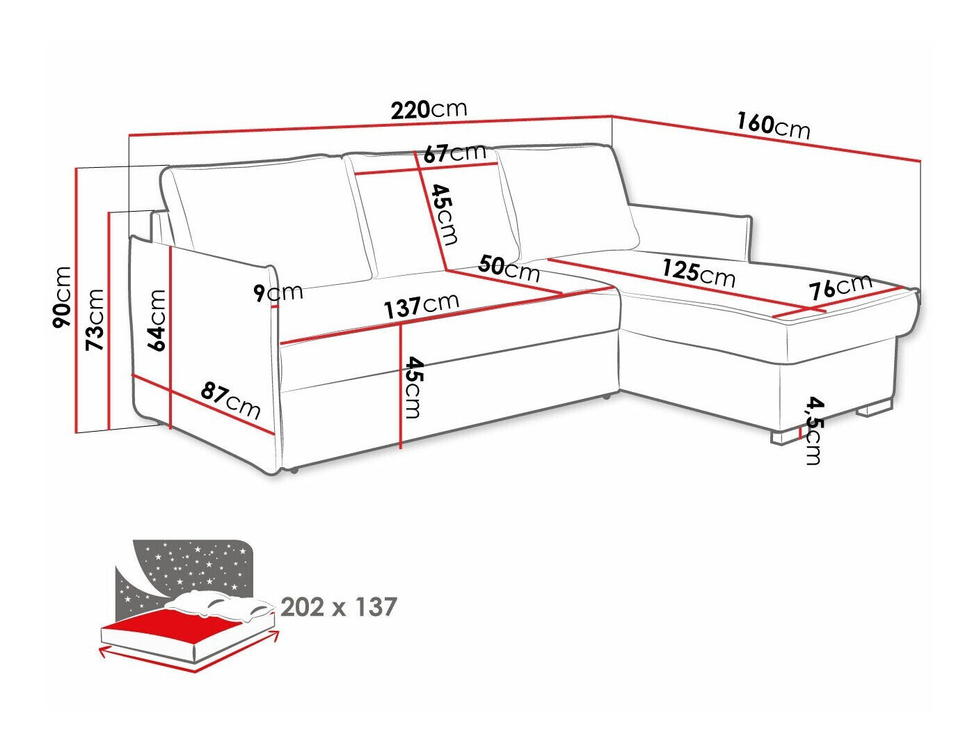 Hjørnesofa Columbus 208 (Neve 03)