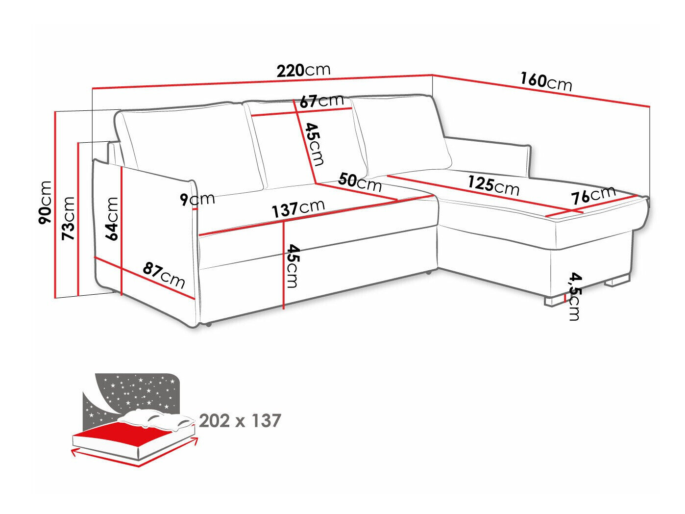 Hjørnesofa Columbus 208 (Poso 100)