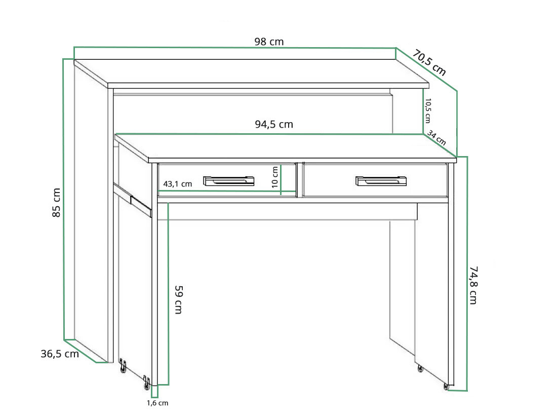 Skrivebord Gilroy 103 (Hvid)