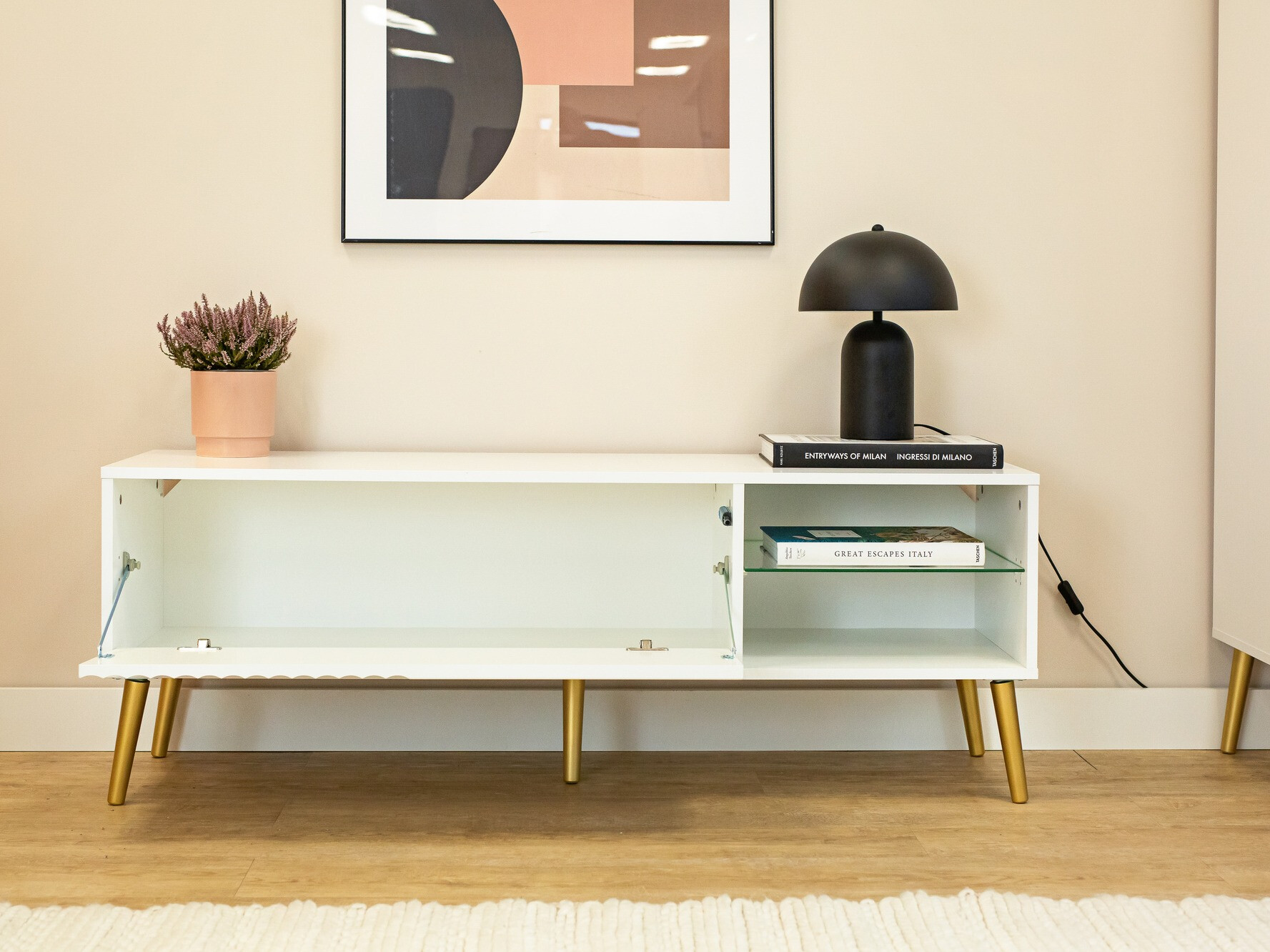 TV-bord Cirferi 104 (Hvid + Gylden)