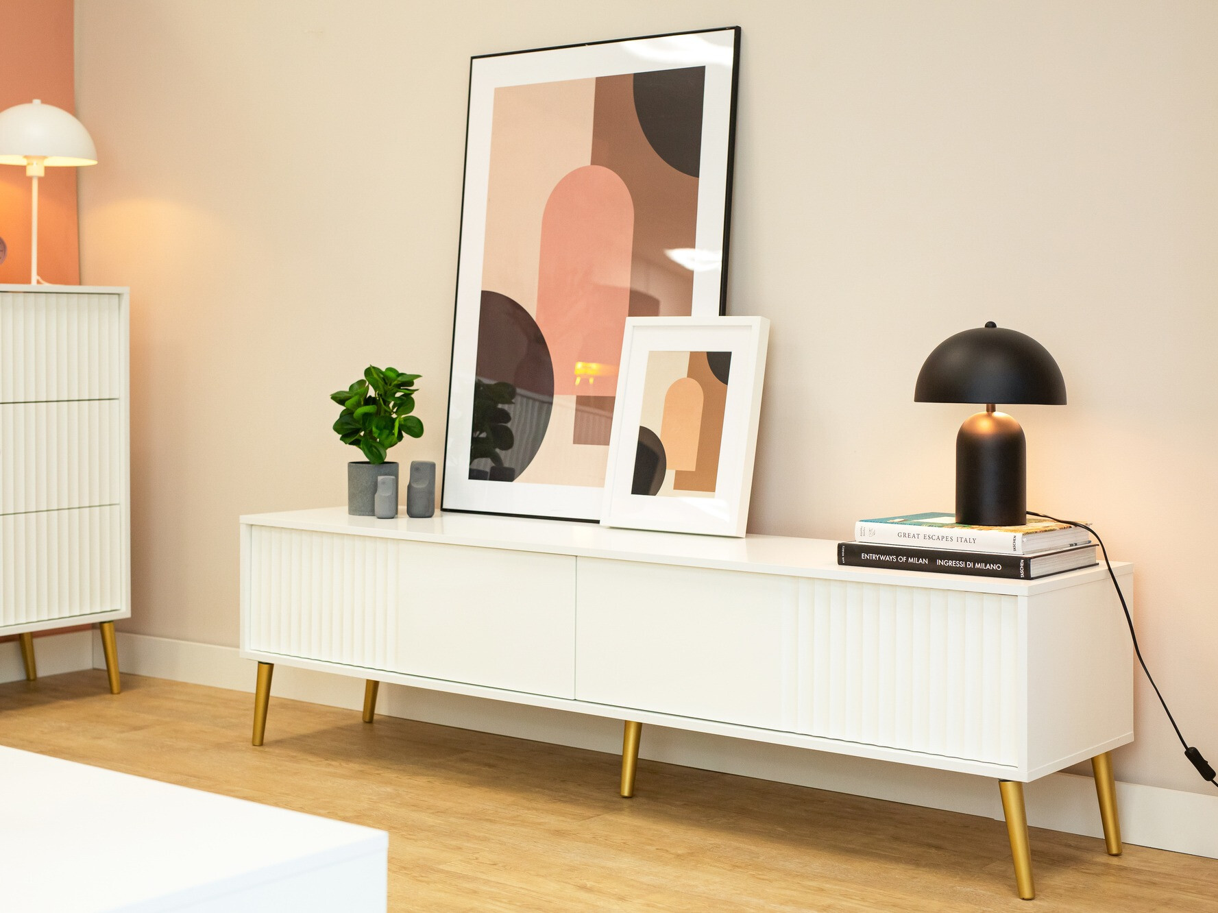 TV-bord Cirferi 105 (Hvid + Gylden)