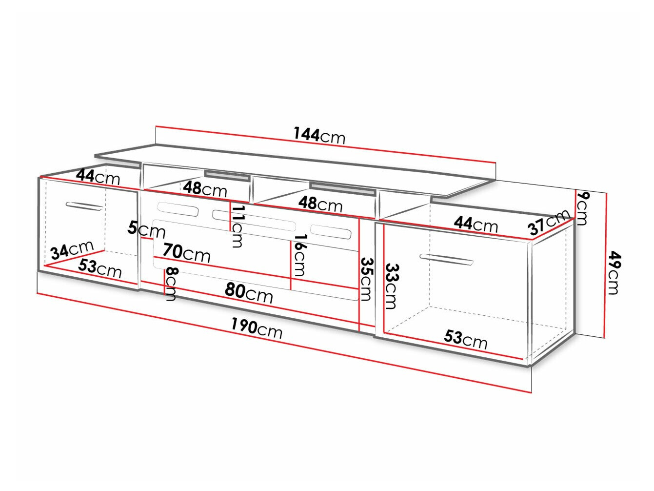 TV-bord Numerus (Hvid + Glansfuld hvid)