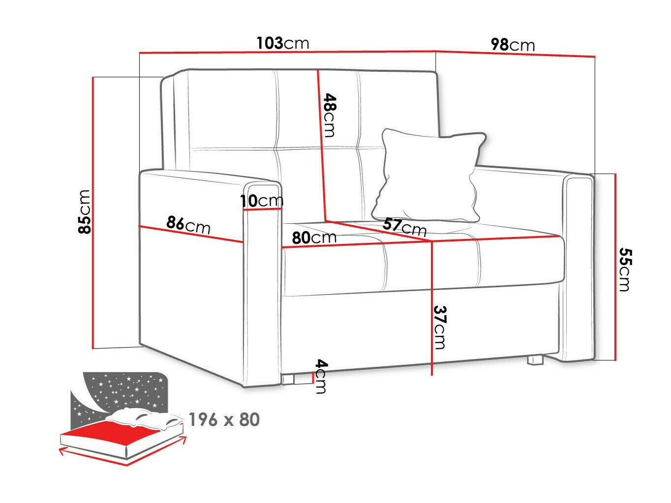 Lænestol Columbus 104 (Alova 04 + Alova 46)