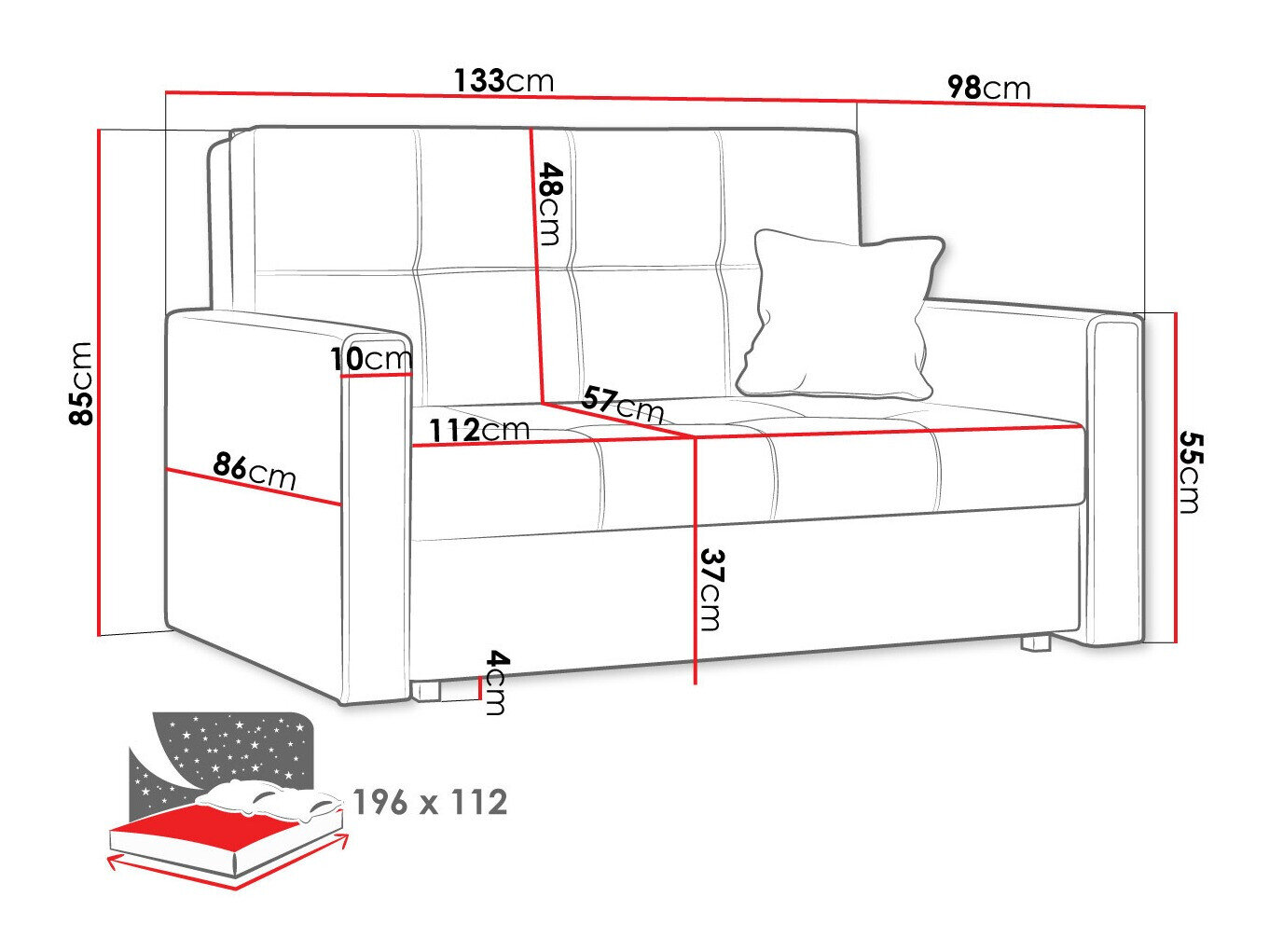 Sovesofa Columbus 105 (Alova 04 + Alova 46)