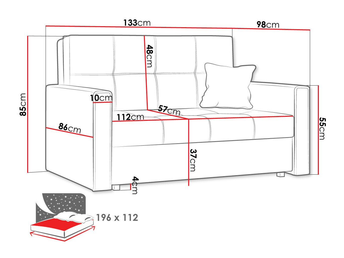 Sovesofa Columbus 105 (Alova 36 + Alova 29)