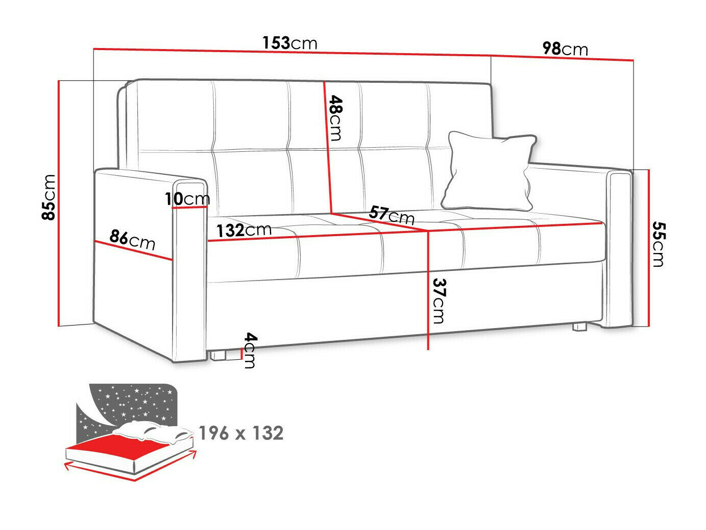Sovesofa Columbus 106 (Alova 04 + Alova 46)