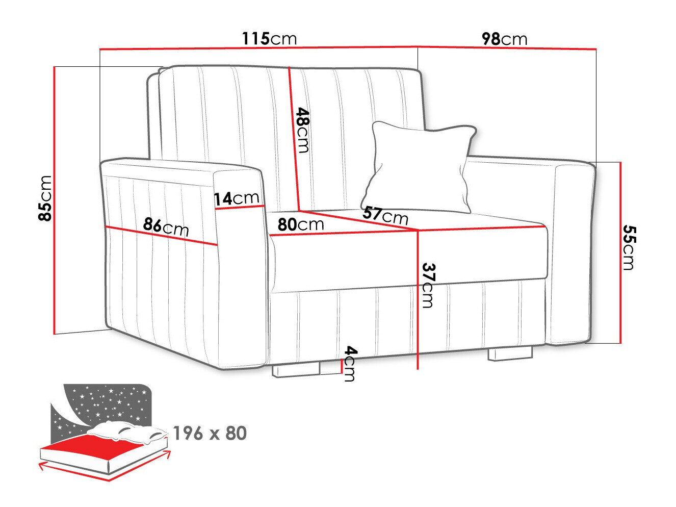 Lænestol Columbus 135 (Paros 6)