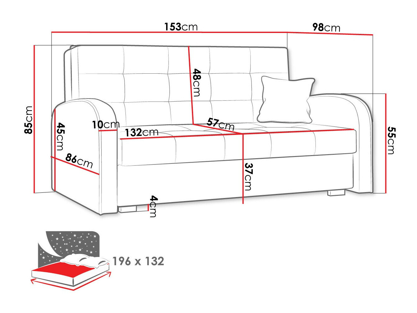 Sovesofa Columbus 116 (Kronos 01)