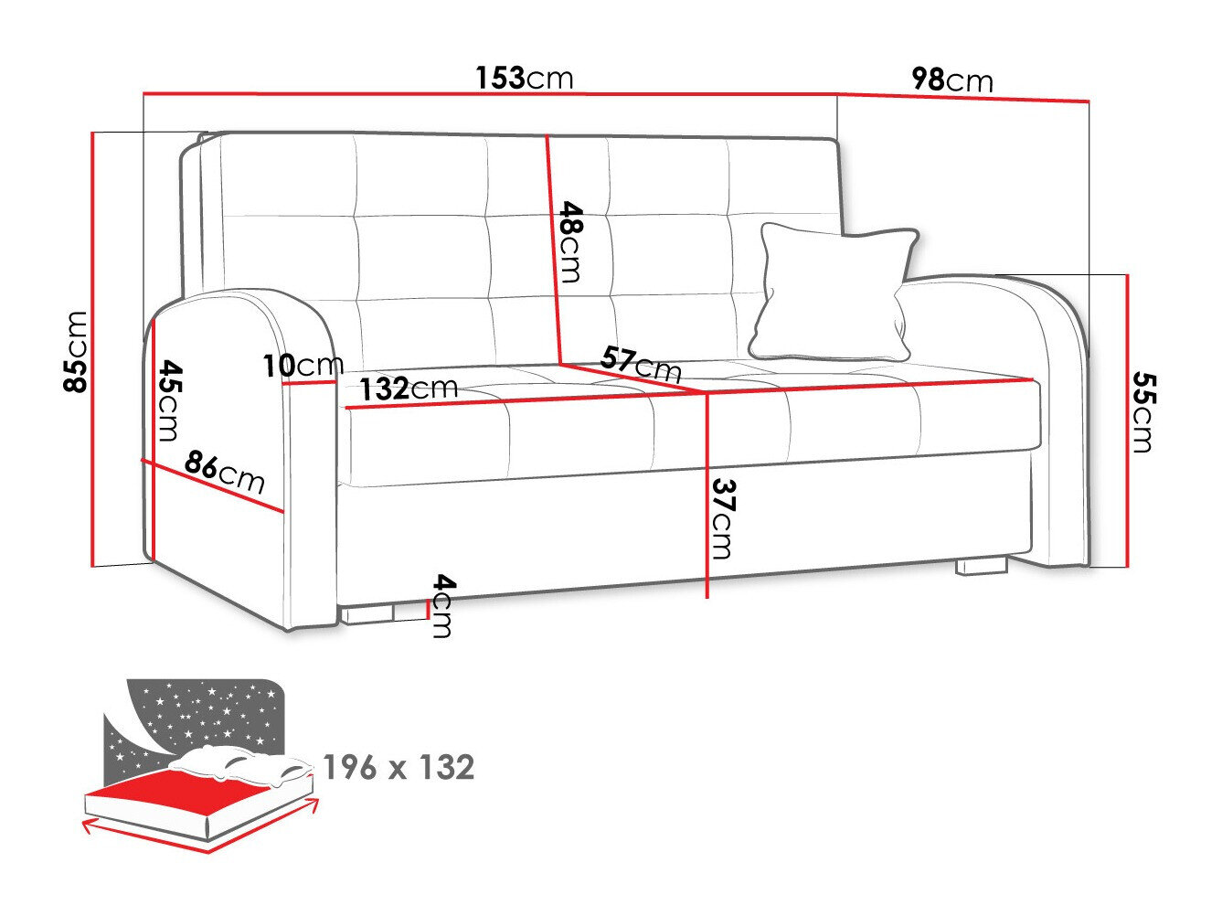 Sovesofa Columbus 116 (Kronos 02)