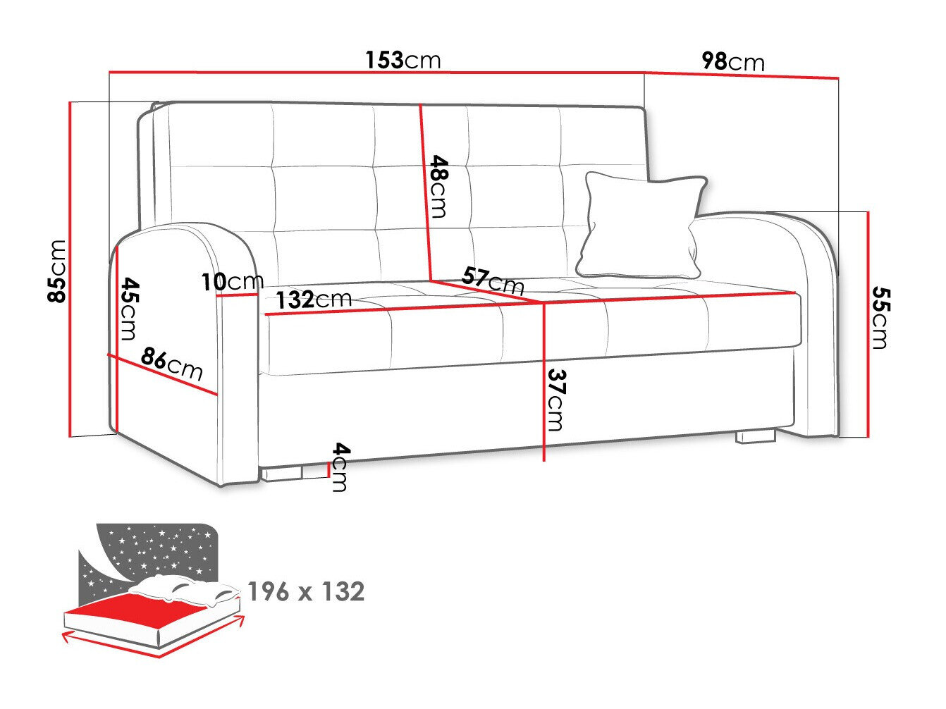 Sovesofa Columbus 116 (Paros 3)