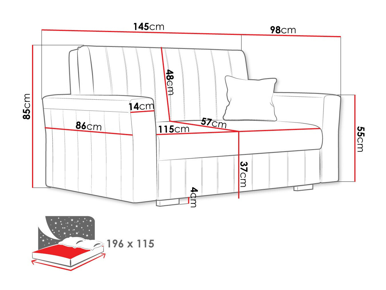 Sovesofa Columbus 136 (Paros 5)