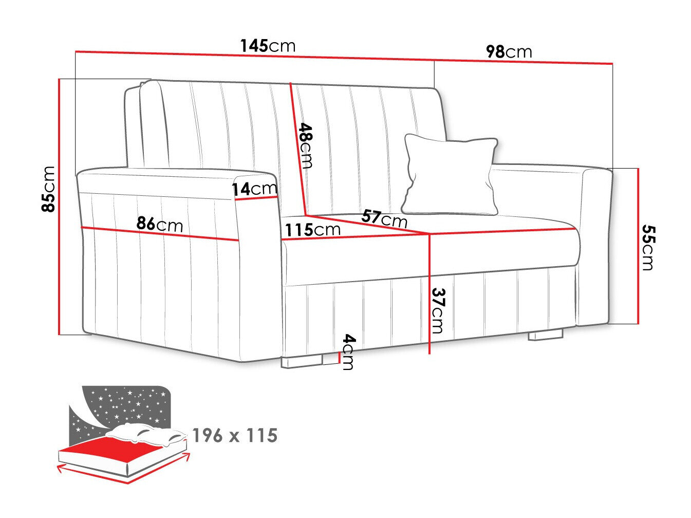Sovesofa Columbus 136 (Paros 6)