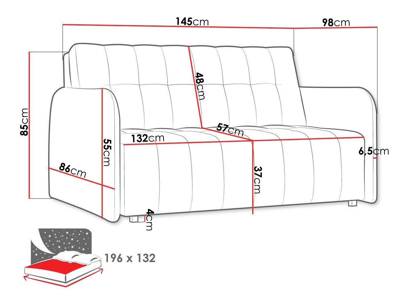 Sovesofa Columbus 178 (Paros 3)