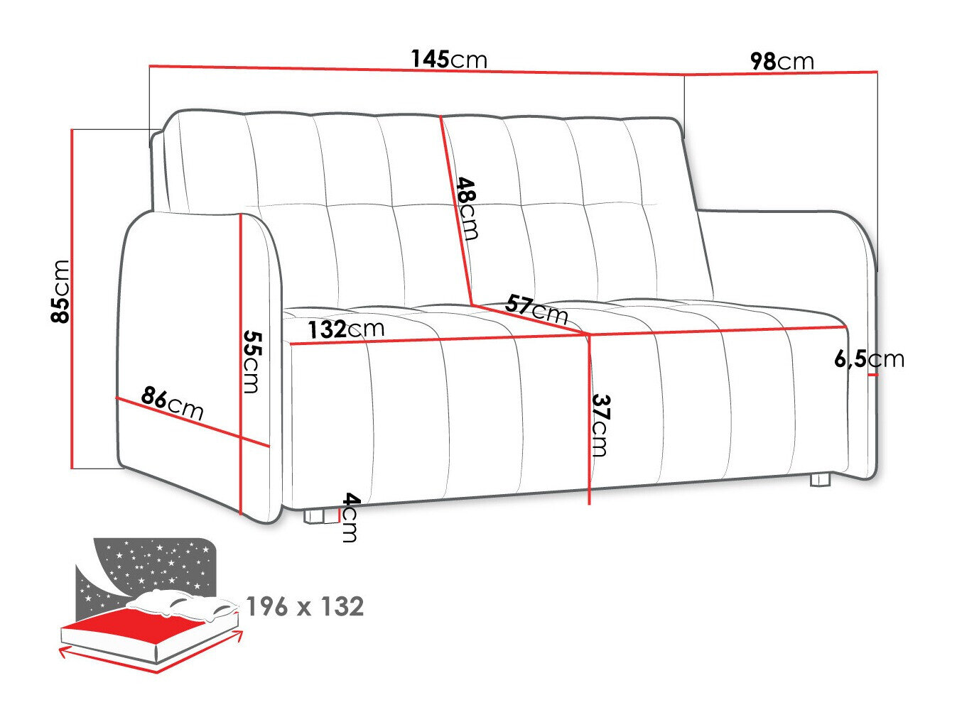 Sovesofa Columbus 178 (Paros 6)