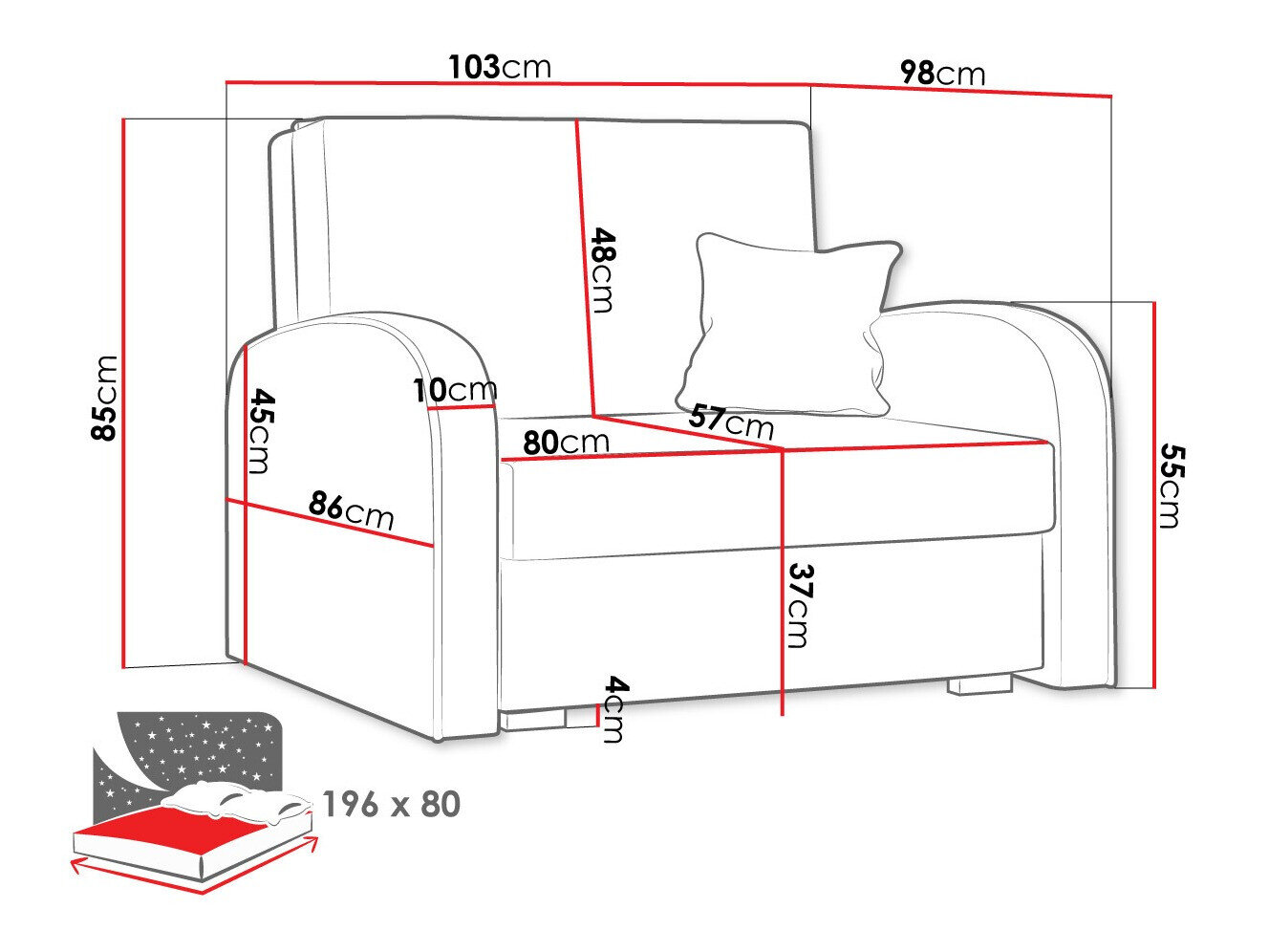 Lænestol Columbus 160 (Mono 232 + Sorriso 5)