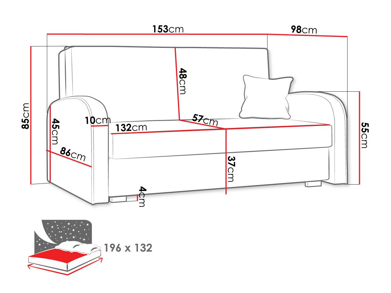 Sovesofa Columbus 163 (Mono 232 + Sorriso 5)