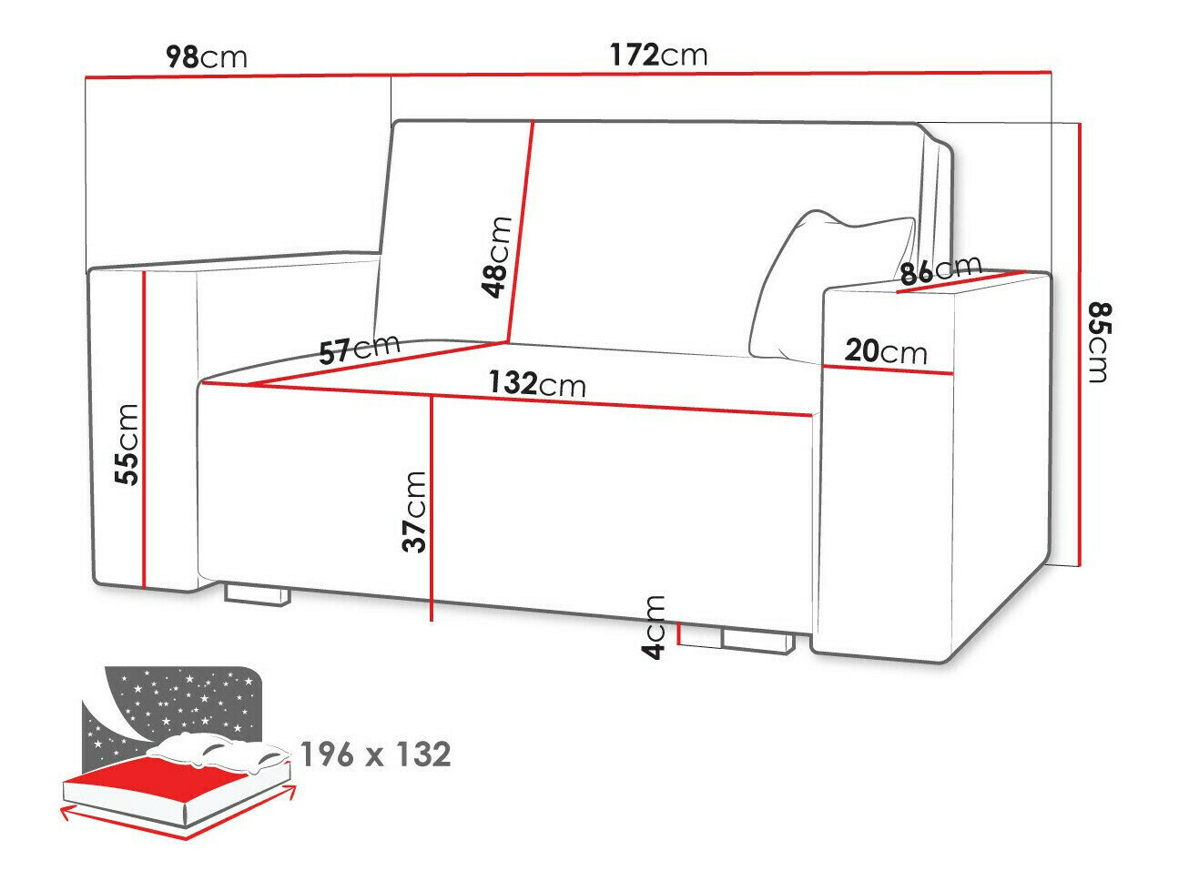 Sovesofa Columbus 193 (Neve 77)