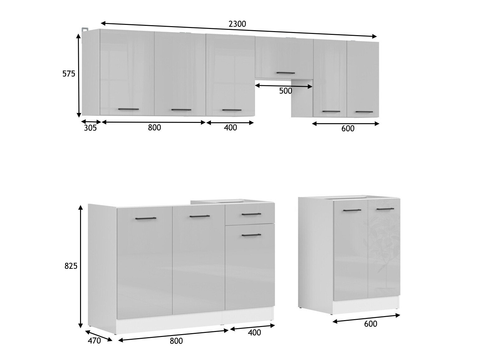 Modulkøkkensæt Line Grey 119