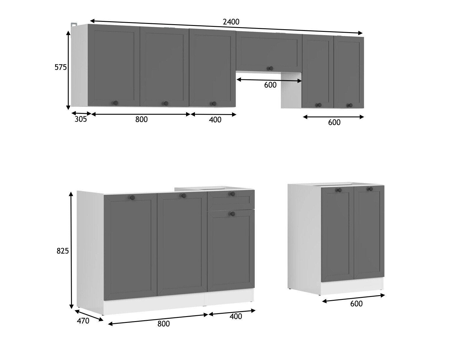Modulkøkkensæt Classic Grey 120