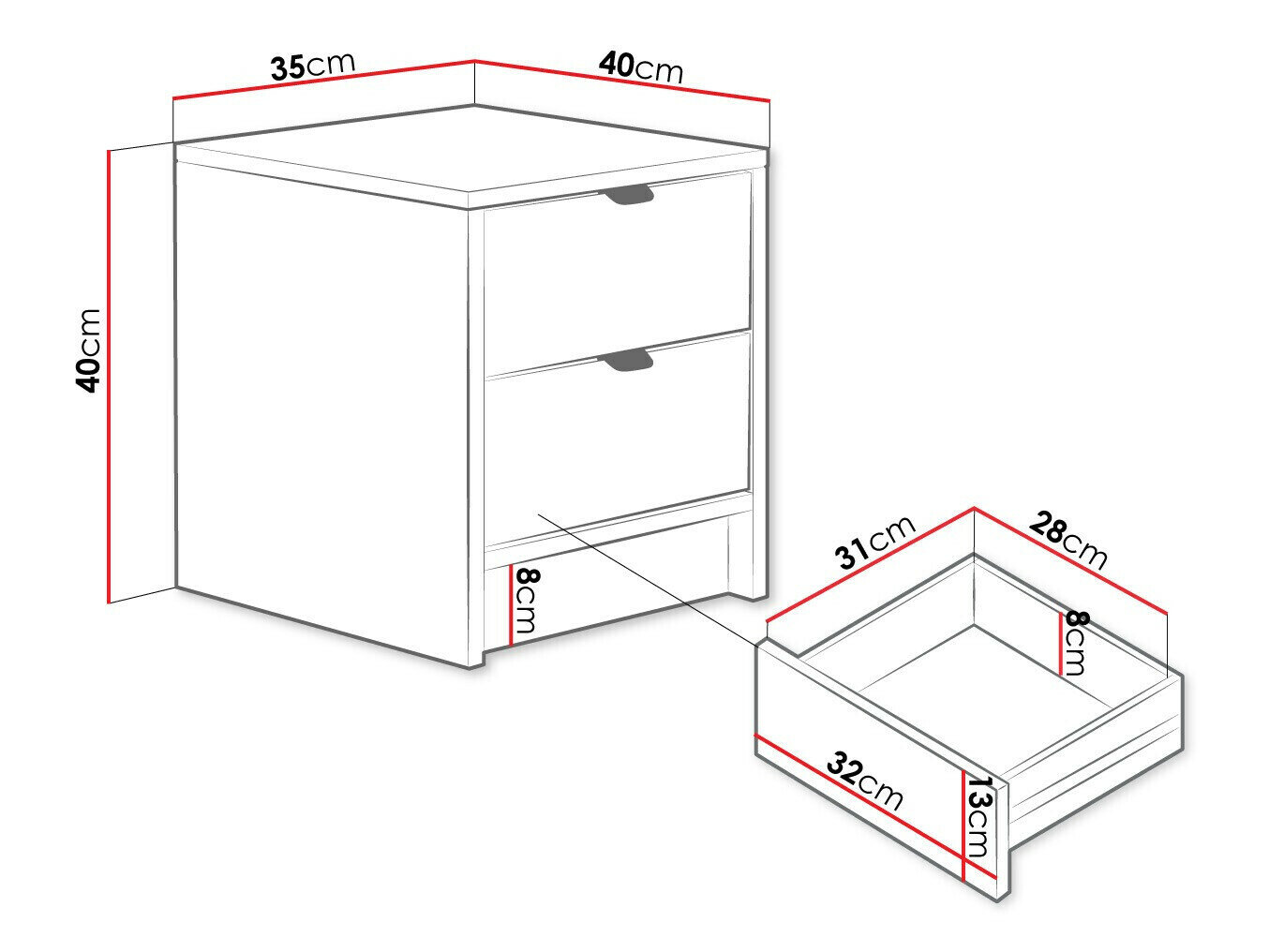 Sengebord Comfivo Larmire 106 (Hvid)