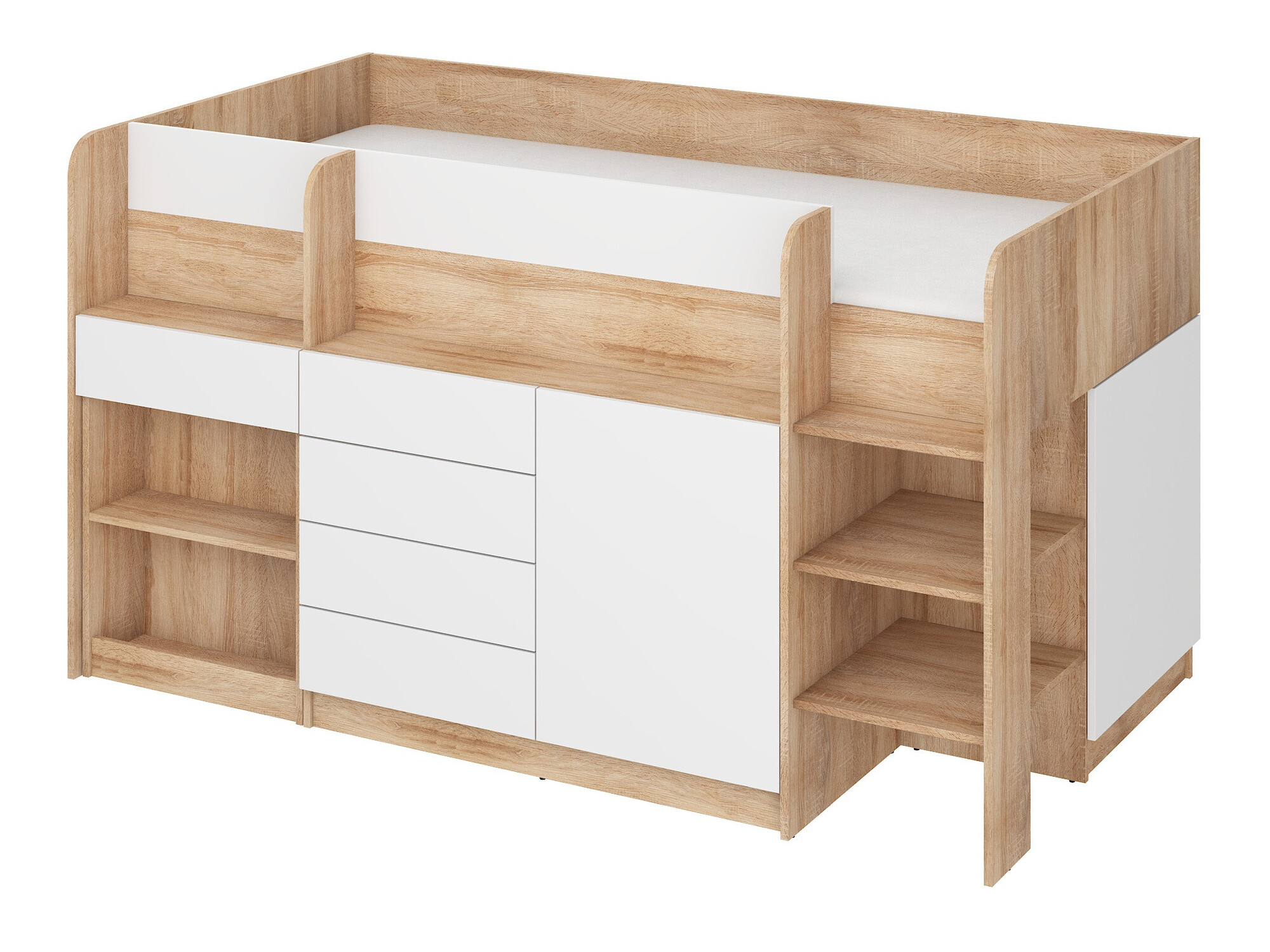 Køjeseng Gilroy 116 (Sonoma eg + Hvid)
