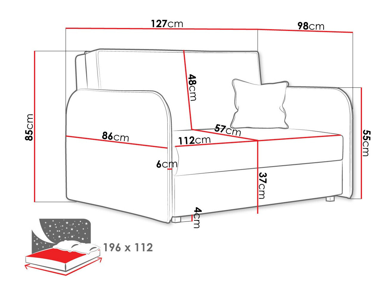 Sovesofa Columbus 124 (Mono 235)
