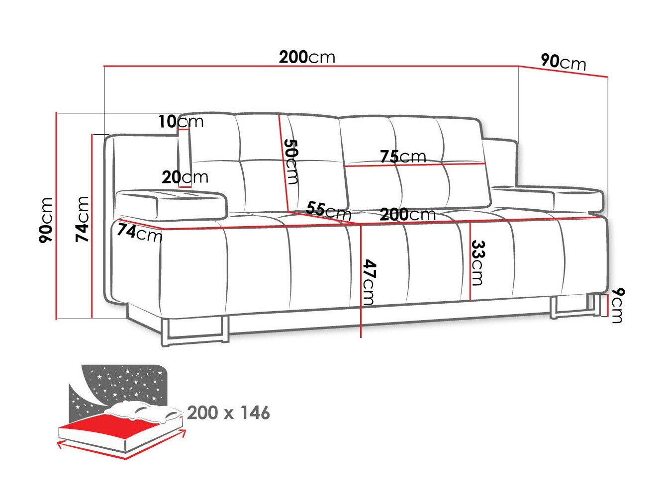 Sovesofa Columbus 151 (Lux 05)