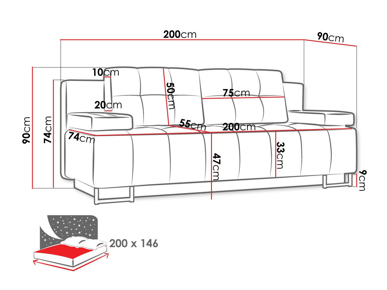 Sovesofa Columbus 151 (Lux 06)