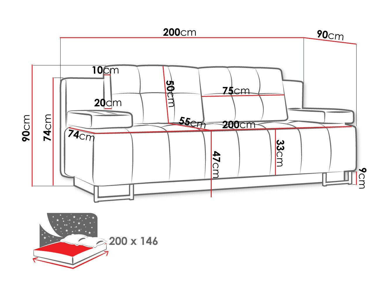 Sovesofa Columbus 151 (Lux 11)