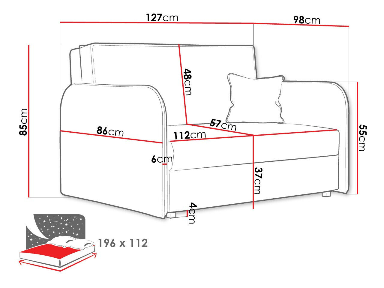 Sovesofa Columbus 124 (Mono 244)