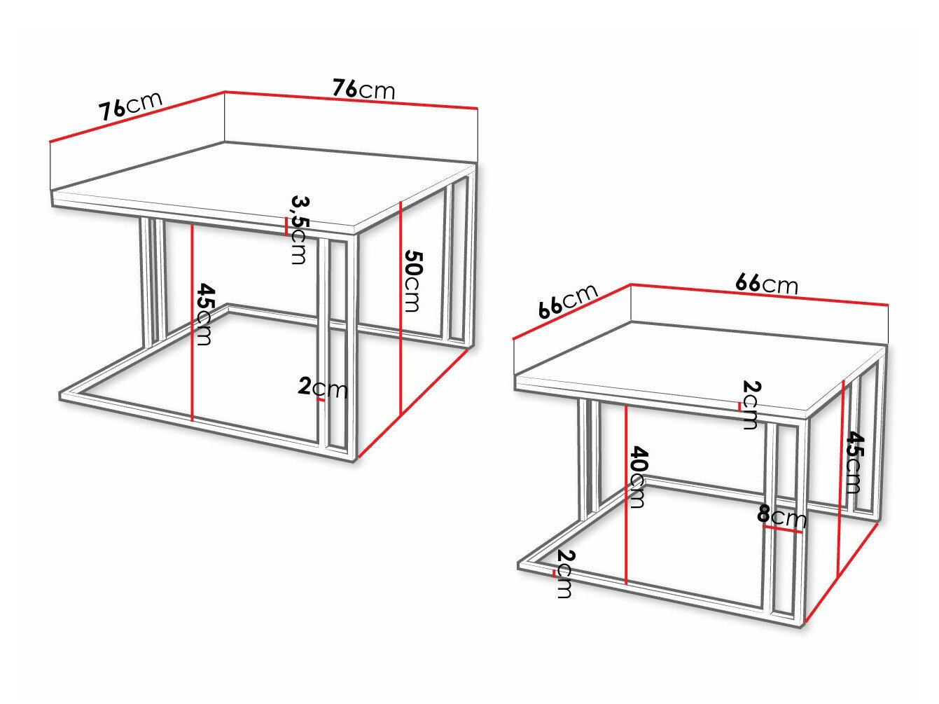 Sofabordssæt Oswego 110 (Hvid marmor + Sort)