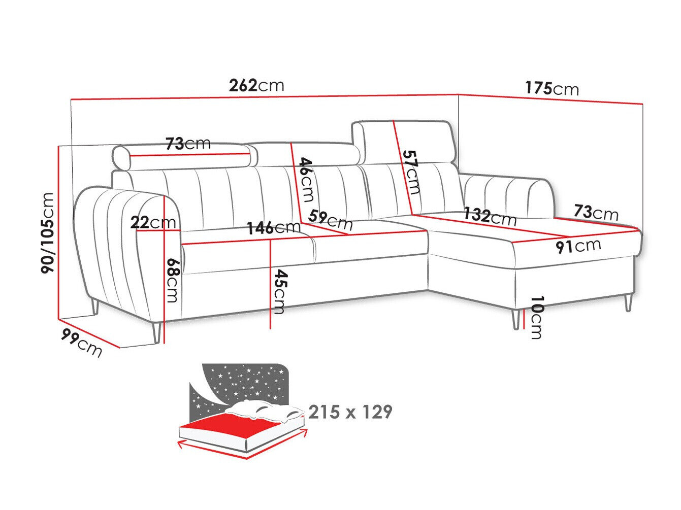 Hjørnesofa Temple 126 (Kronos 09)