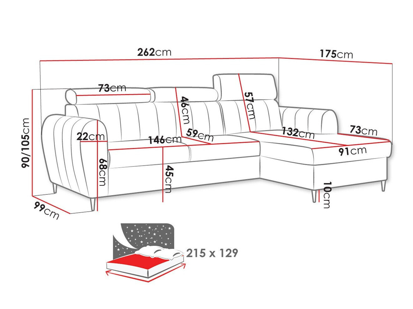 Hjørnesofa Temple 126 (Paros 2)