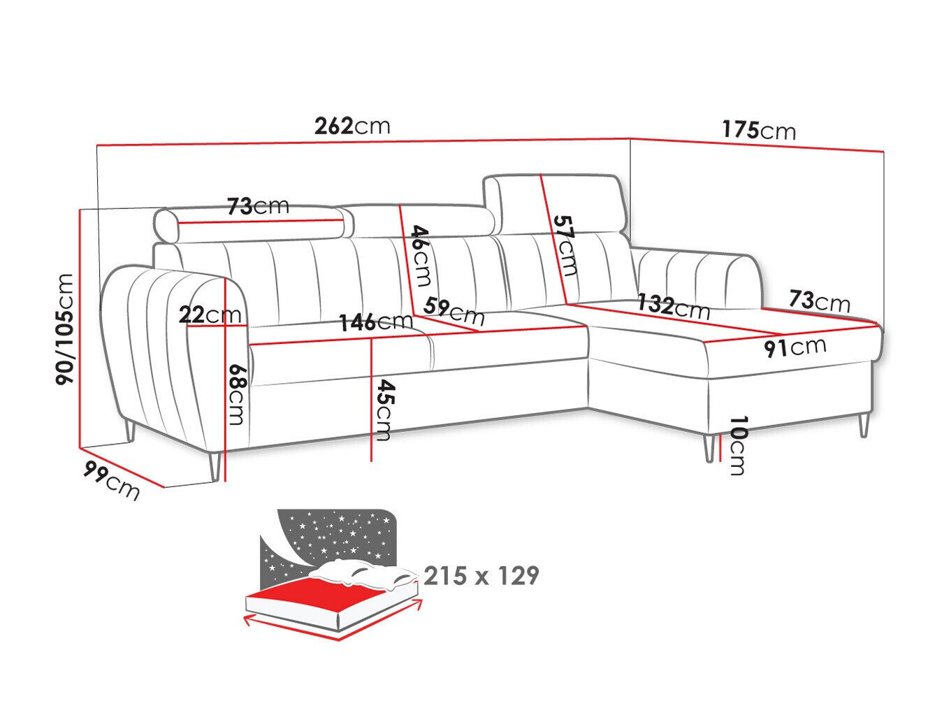 Hjørnesofa Temple 126 (Paros 2)