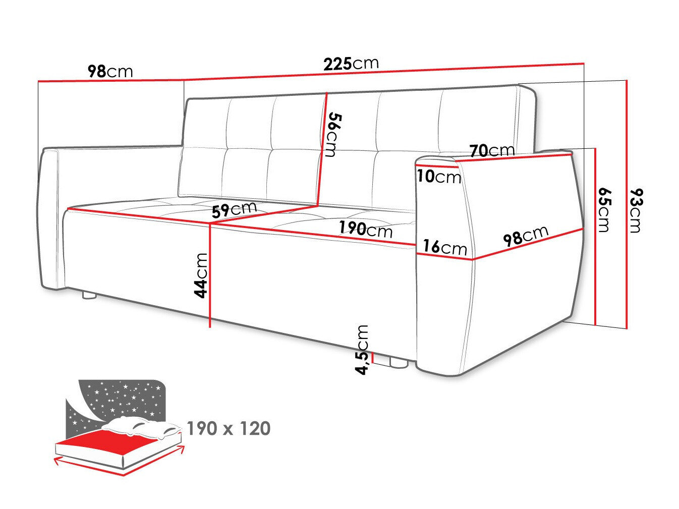 Sovesofa Edinburg 107 (Poso 55 + Paros 05)