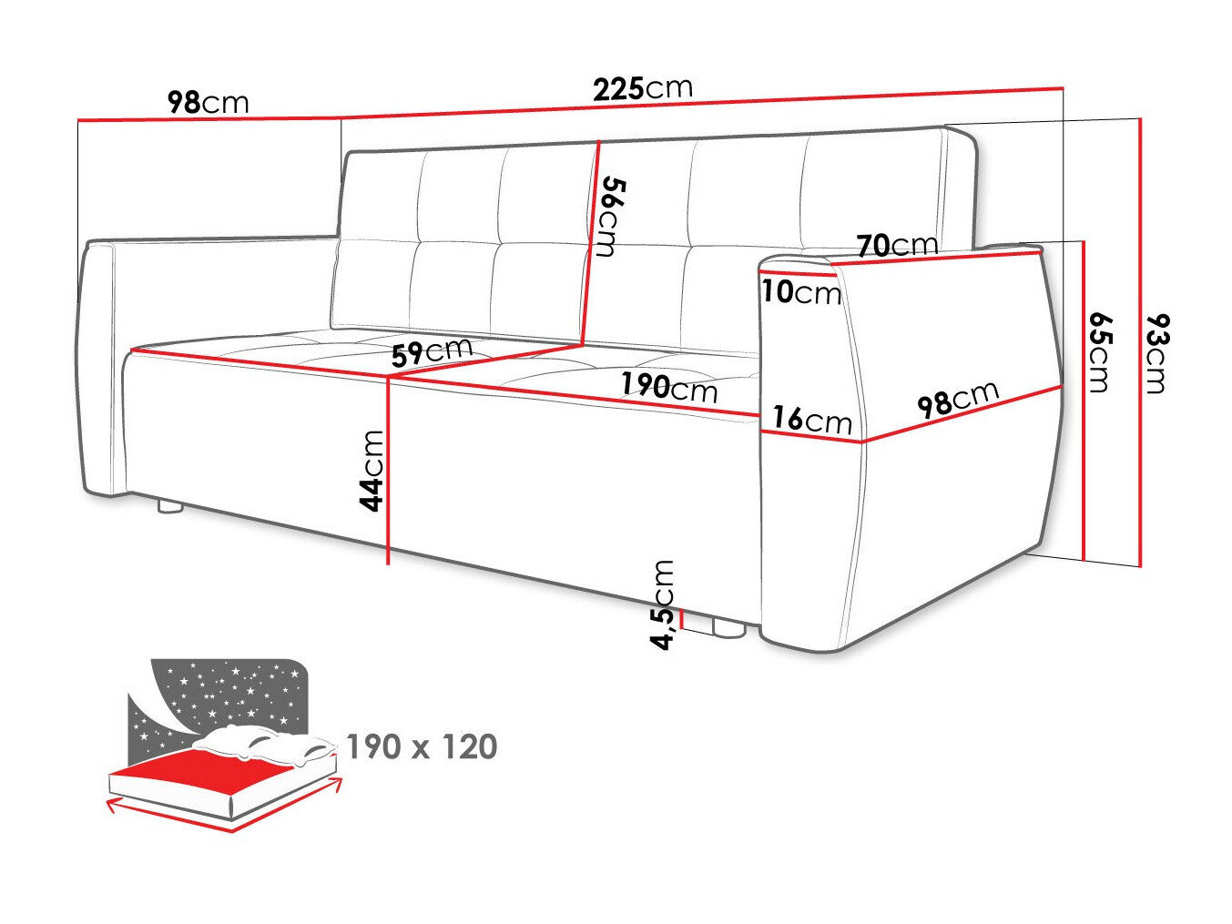 Sovesofa Edinburg 107 (Poso 01 + Kronos 01)