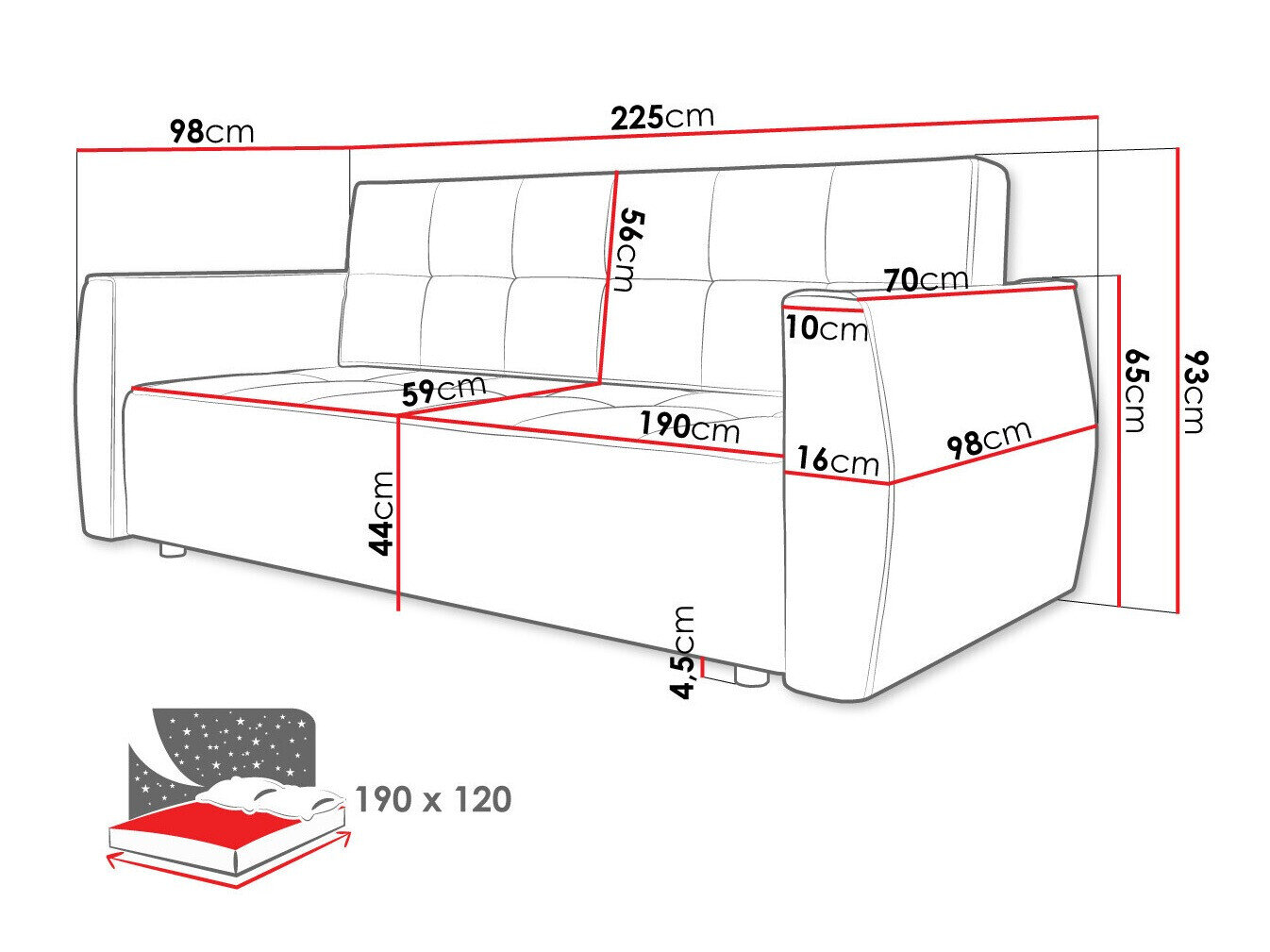 Sovesofa Edinburg 107 (Poso 05 + Kronos 05)