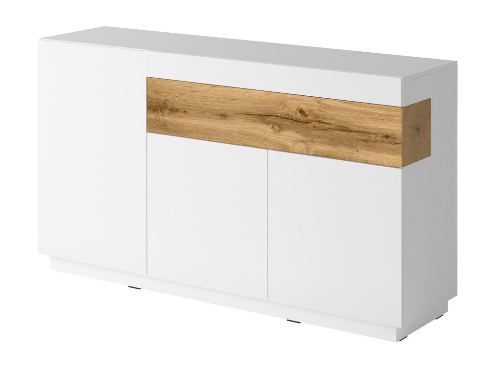 Kommode Livlore 105 (Hvid + Glansfuld hvid + Wotan eg)