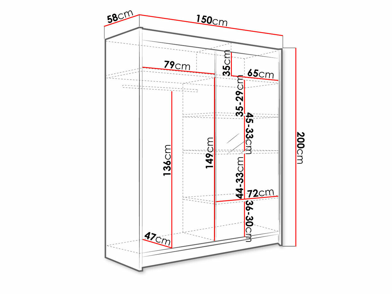 Garderobeskab Closico 140 (Hvid + Artisan eg)