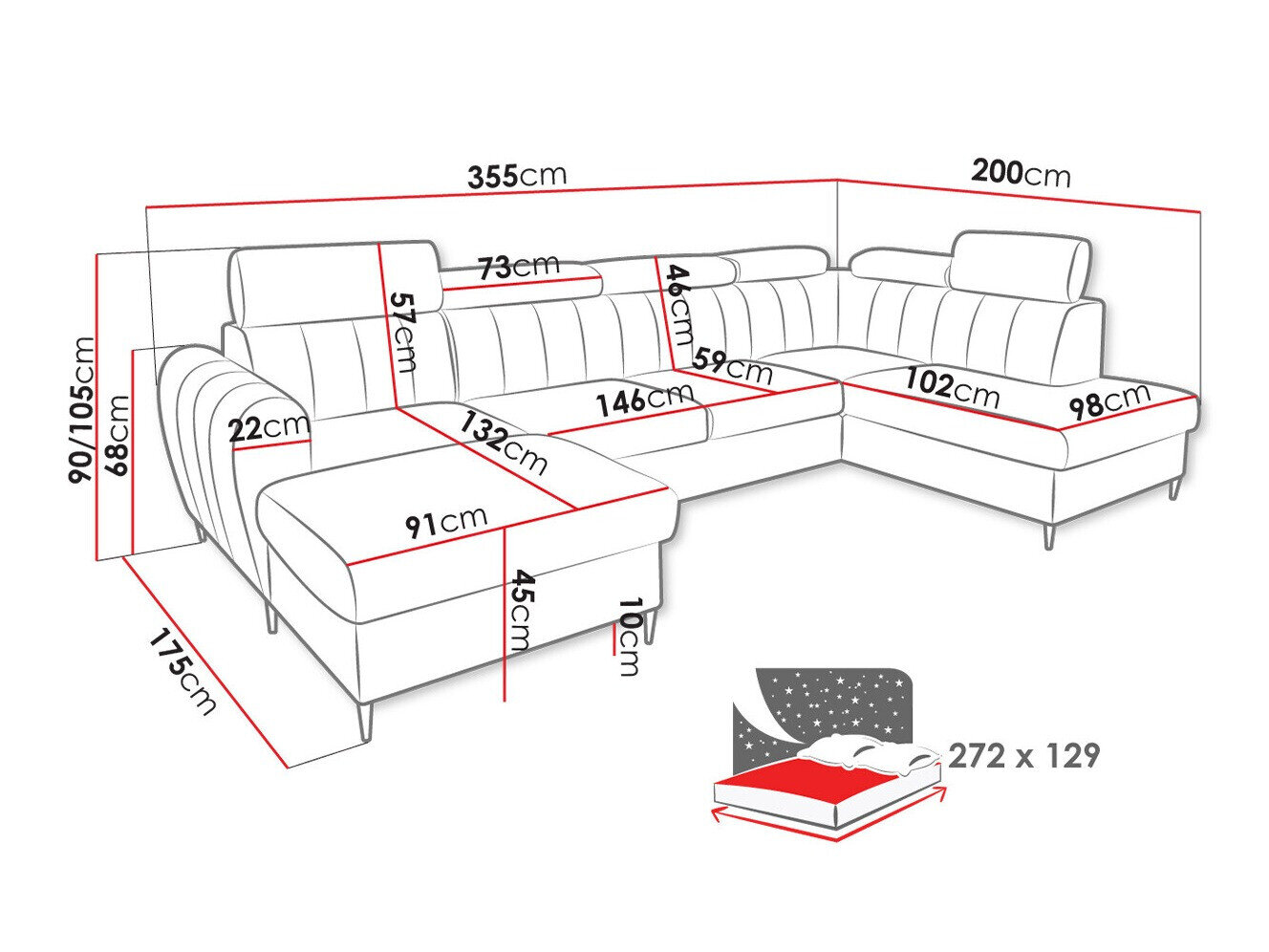 Hjørnesofa Temple 128 (Kronos 22)