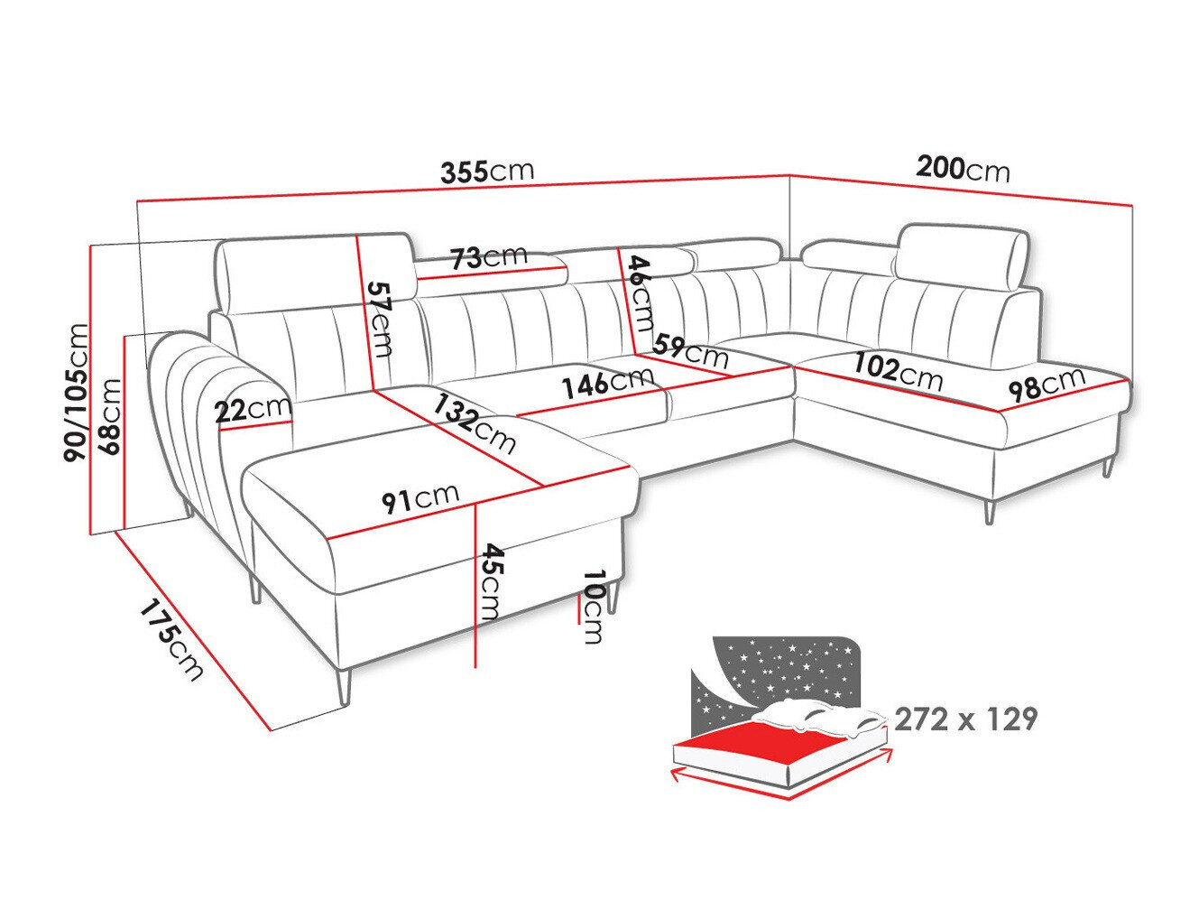 Hjørnesofa Temple 128 (Kronos 29)