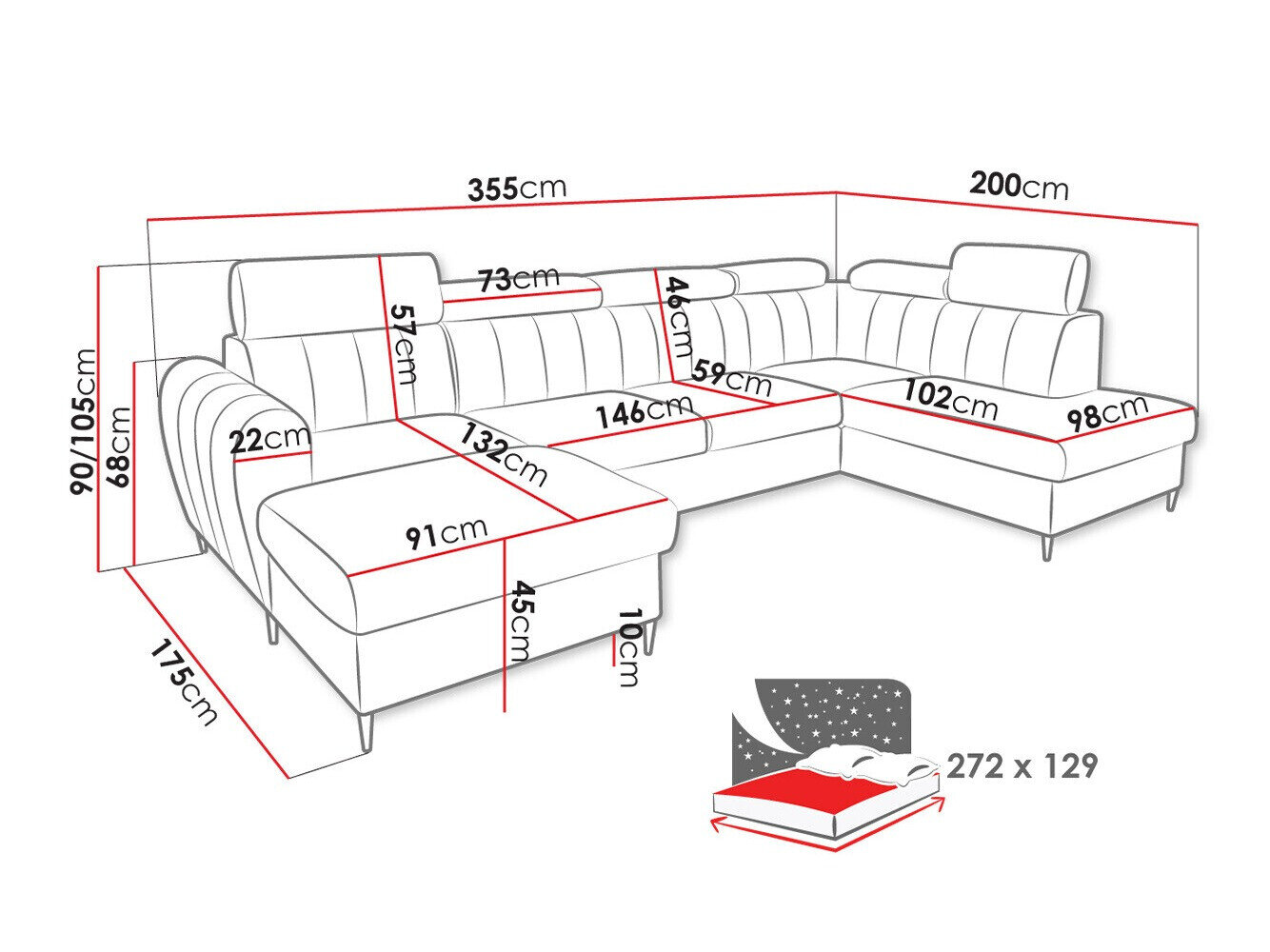 Hjørnesofa Temple 128 (Paros 02)