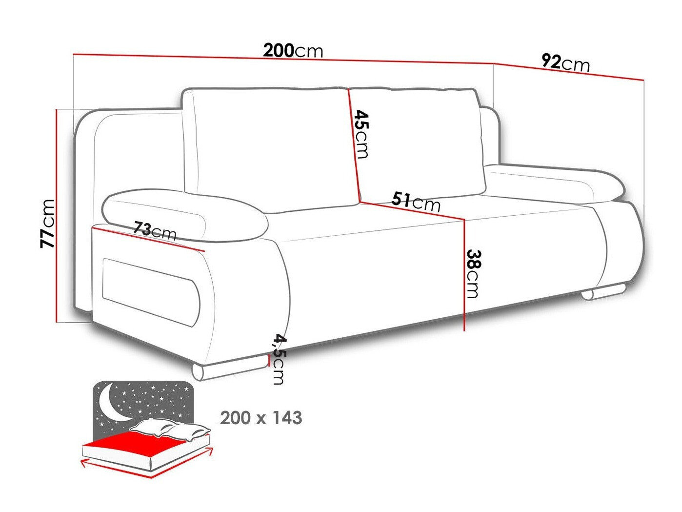 Sovesofa Comfivo 144 (Wave 09)