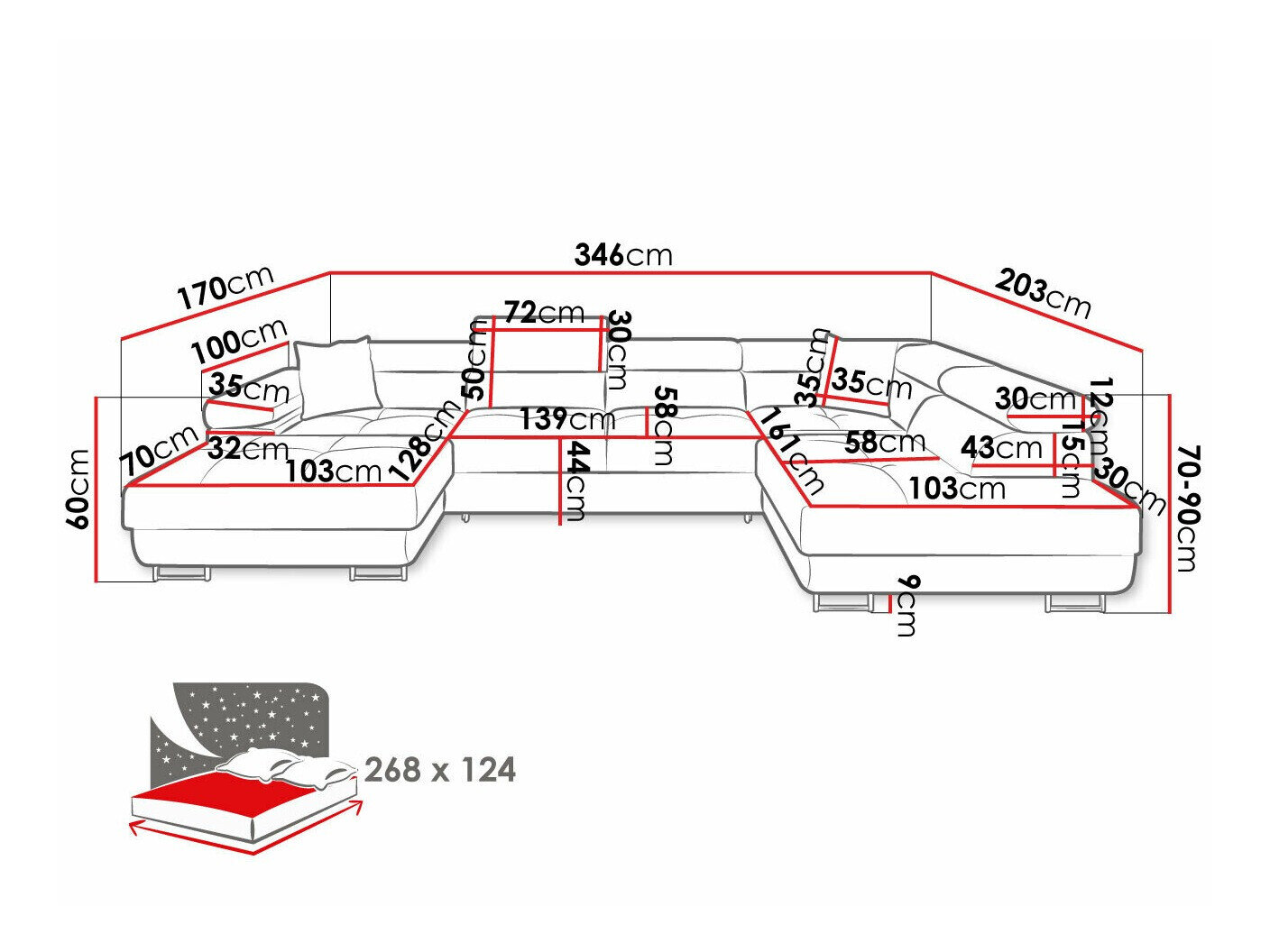 Hjørnesofa Comfivo Eliferu 103 (Manila 18)