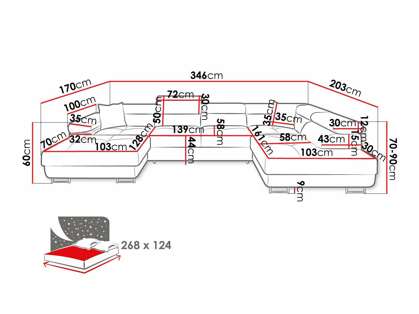 Hjørnesofa Comfivo Eliferu 103 (Manila 26)