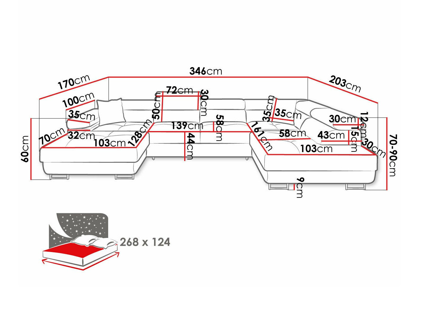 Hjørnesofa Comfivo Eliferu 103 (Poso 135)