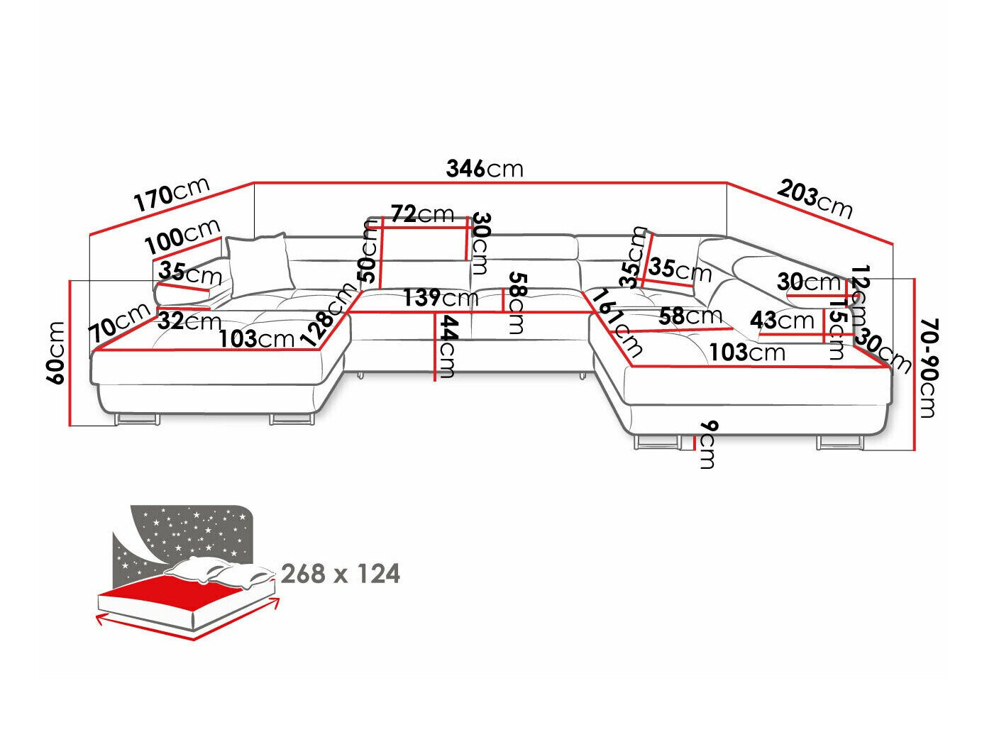 Hjørnesofa Comfivo Eliferu 103 (Poso 135)