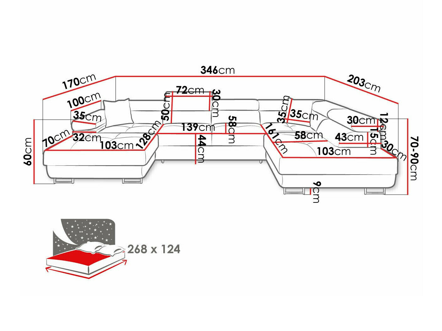 Hjørnesofa Comfivo Eliferu 103 (Soft 017 + Lux 05)