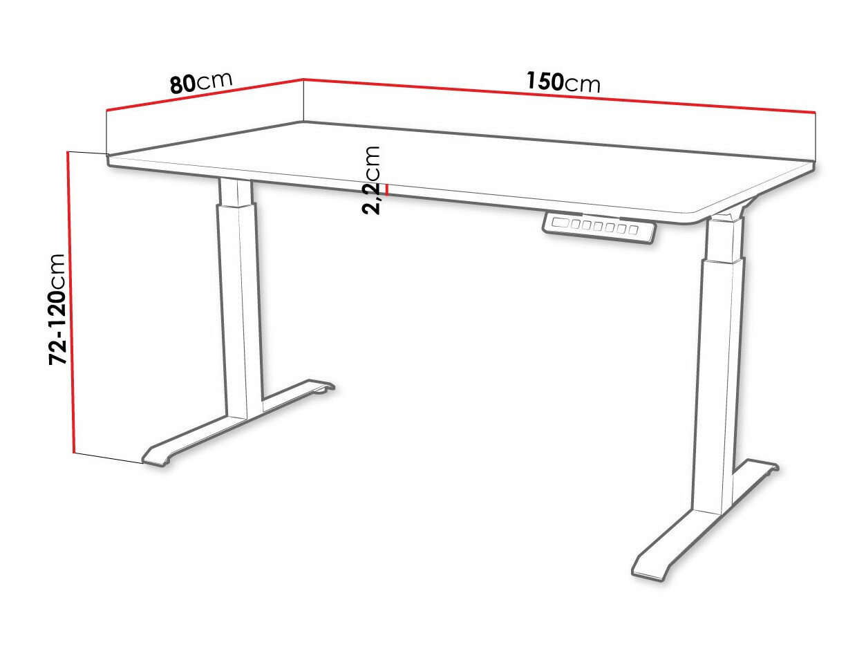 Hæve-sænkebord Charlotte 195 (Wotan eg + Sort)