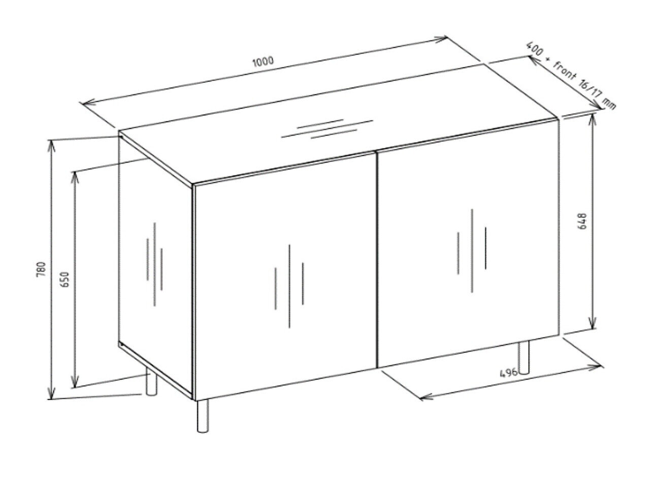 Skænk Romseru 100 (Blå + Artisan eg)